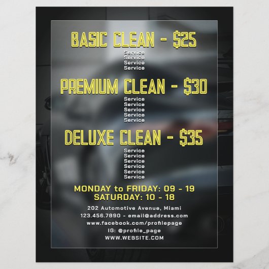 Moderne professionele autogegevens flyer (Achterkant)