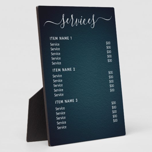 Moderne professionele bedrijfs prijslijst fotoplaat (Zijkant)