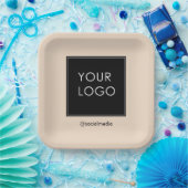 Moderne Professionele BedrijfsLogo Beige Papieren Bordje (Feest)