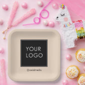 Moderne Professionele BedrijfsLogo Beige Papieren Bordje (Feest)