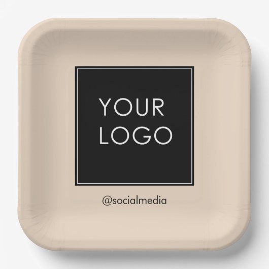 Moderne Professionele BedrijfsLogo Beige Papieren Bordje (Voorkant)