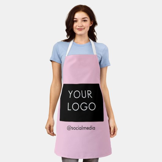 Moderne Professionele BedrijfsLogo roze Schort (Gedragen)