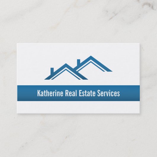 Moderne professionele blauw onroerend goed Realtor Visitekaartje (Voorkant)