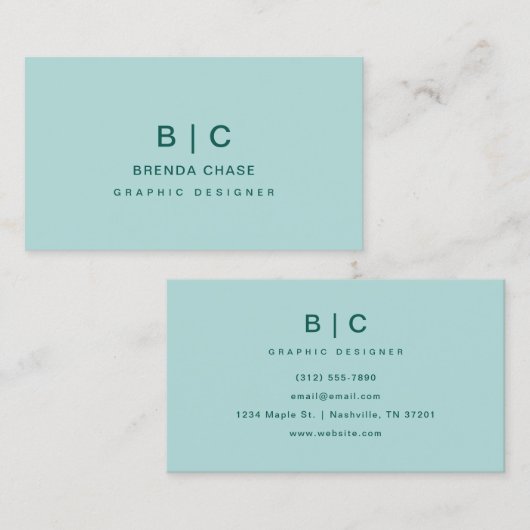 Moderne professionele Blauwgroen elegante minimali Visitekaartje (Voorkant / Achterkant)