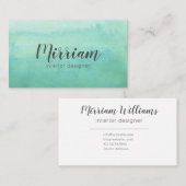 Moderne professionele blauwgroen waterverf visitekaartje (Voorkant / Achterkant)