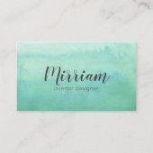 Moderne professionele blauwgroen waterverf visitekaartje (Voorkant)