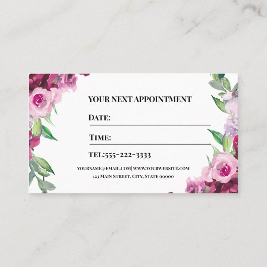 Moderne, professionele bloemenmake-up & kapsalon visitekaartje (Achterkant)