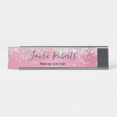 Moderne professionele Blush Pink Sparkle Glitter D Bureau Naambordje (Voorkant)