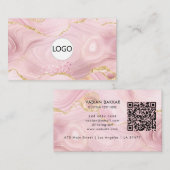 Moderne Professionele Blush Roze Agaat Logo QR Cod Visitekaartje (Voorkant / Achterkant)