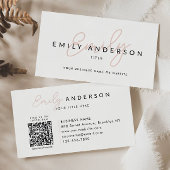 Moderne Professionele Blush Roze Script Naam QR Co Visitekaartje
