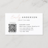Moderne Professionele Blush Roze Script Naam QR Co Visitekaartje (Achterkant)
