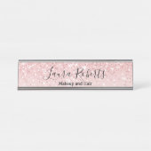 Moderne professionele Blush roze sparkle Glitter D Bureau Naambordje (Voorkant)