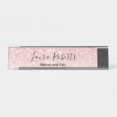 Moderne professionele Blush roze sparkle Glitter D Bureau Naambordje (Voorkant)