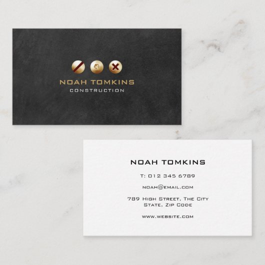 Moderne professionele bouwconstructeur visitekaartje (Voorkant / Achterkant)