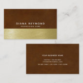 Moderne professionele bruin & faux goud visitekaartje (Voorkant / Achterkant)