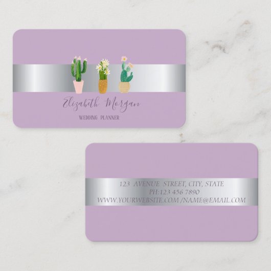 Moderne professionele Cactus Succulent Violet Visitekaartje (Voorkant / Achterkant)