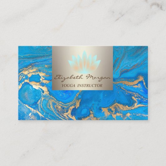 Moderne professionele charmante,Lotus,Blauwe Marme Visitekaartje (Voorkant)
