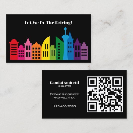 Moderne professionele chauffeur aangepaste QR-code Visitekaartje (Voorkant / Achterkant)