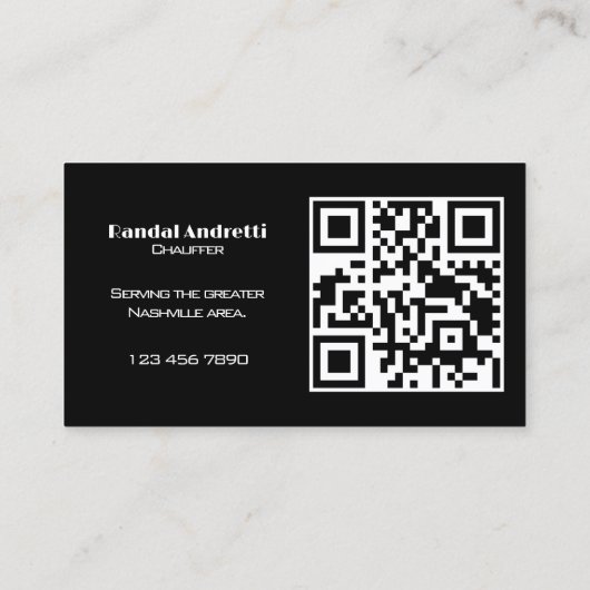 Moderne professionele chauffeur aangepaste QR-code Visitekaartje (Achterkant)