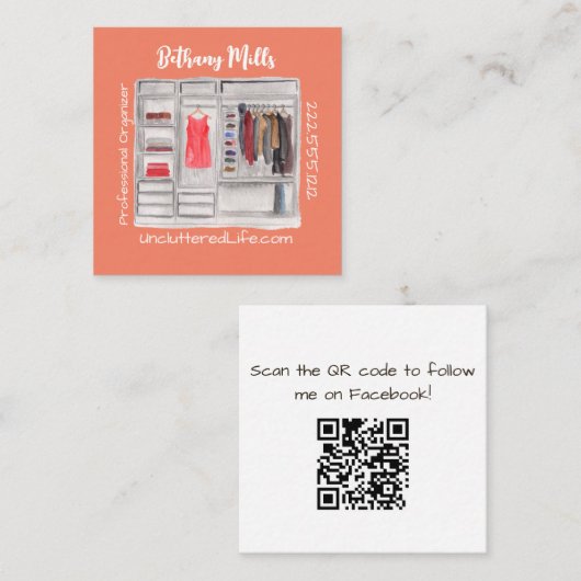 Moderne Professionele Code voor aangepaste QR van Vierkante Visitekaartje (Voorkant / Achterkant)