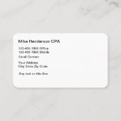 Moderne professionele CPA adviseur Visitekaartje (Achterkant)