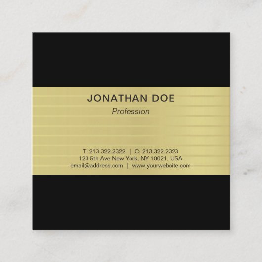Moderne professionele creatieve gouden gestreepte  vierkante visitekaartje (Voorkant)