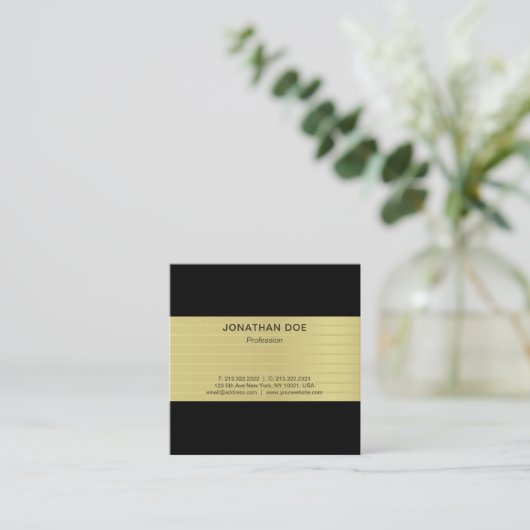 Moderne professionele creatieve gouden gestreepte  vierkante visitekaartje (Staand voorkant)