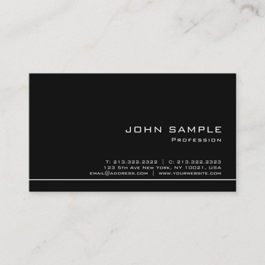 Moderne professionele Creative Elegant Black White Visitekaartje (Voorkant)