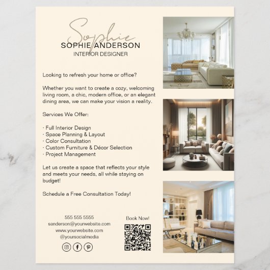 Moderne Professionele Crème Business Flyer (Voorkant)