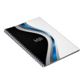 Moderne professionele curven patroon met monogram notitieboek (Rechterzijde)