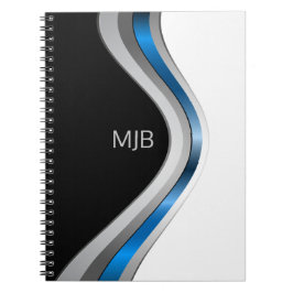 Moderne professionele curvenpatroon met monogram notitieboek