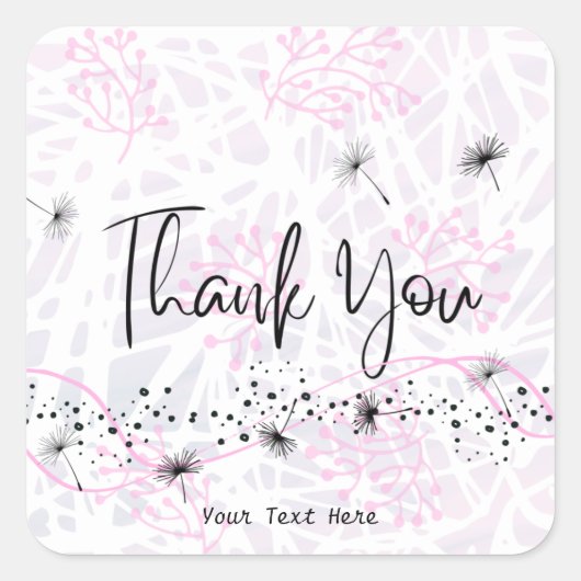 Moderne professionele dank u typografie roze vierkante sticker (Voorkant)