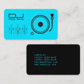 Moderne professionele dj-speler zwarte lijn blauwg visitekaartje (Voorkant / Achterkant)