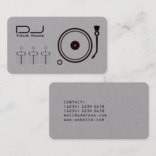 Moderne professionele DJ-speler zwarte lijn grijs Visitekaartje (Voorkant / Achterkant)