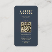 Moderne Professionele Donkerblauwe Monogram Market Visitekaartje (Achterkant)
