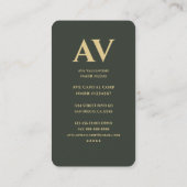 Moderne Professionele Donkergroene Monogram Market Visitekaartje (Achterkant)