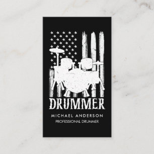 Moderne professionele drums Drummer American Flag Visitekaartje