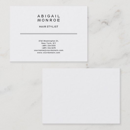 Moderne Professionele Eenvoudige Duidelijke Witte  Visitekaartje (Voorkant / Achterkant)