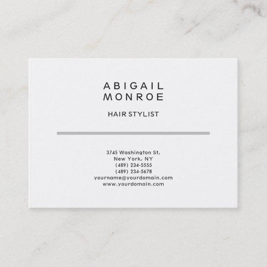 Moderne Professionele Eenvoudige Duidelijke Witte  Visitekaartje (Voorkant)