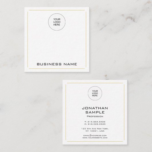 Moderne professionele, eenvoudige Gold-Sjabloon Vierkante Visitekaartje (Voorkant / Achterkant)
