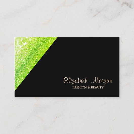 Moderne professionele eenvoudige, groene glitters, visitekaartje (Voorkant)