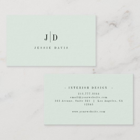 Moderne Professionele Eenvoudige Monogram Visitekaartje (Voorkant / Achterkant)