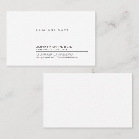Moderne, professionele, eenvoudige onderneming visitekaartje (Voorkant / Achterkant)