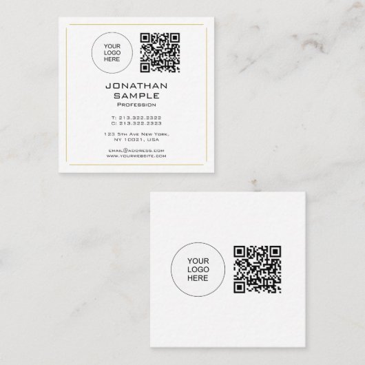 Moderne Professionele Eenvoudige Sjabloon QR Code  Vierkante Visitekaartje (Voorkant / Achterkant)