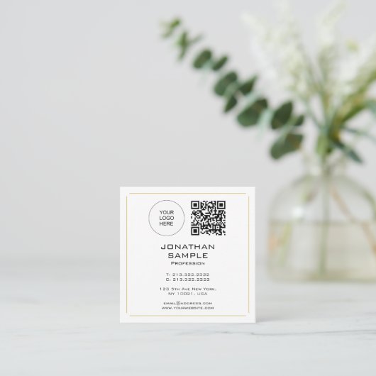 Moderne Professionele Eenvoudige Sjabloon QR Code  Vierkante Visitekaartje (Staand voorkant)