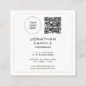 Moderne Professionele Eenvoudige Sjabloon QR Code  Vierkante Visitekaartje (Voorkant)