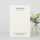 Moderne professionele effen zwart-wit klassiek briefpapier (Staand voorkant)
