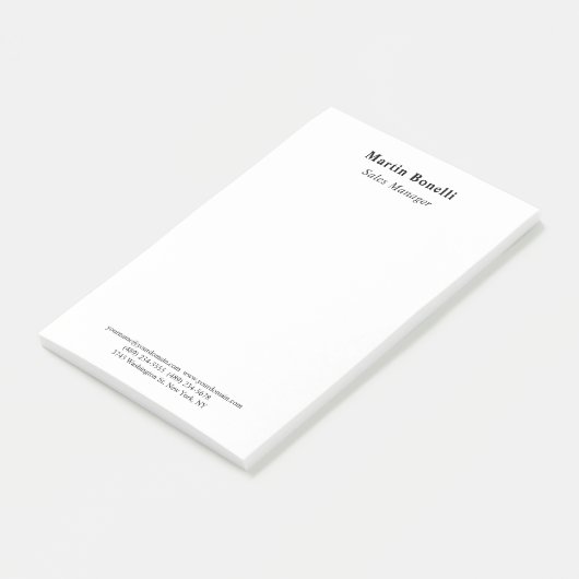 Moderne professionele effen zwart-wit klassiek post-it® notes (Schuin)