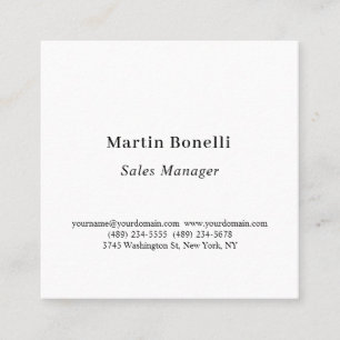 Moderne professionele effen zwart-wit klassiek vierkante visitekaartje