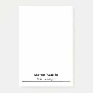 Moderne professionele effen zwart-wit naam titel post-it® notes